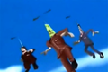 The cogs flying into Toontown