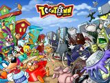 A desktop wallpaper illustration of a group of Toons battling a group of Cogs that was downloadable from the Toontown Online website around 2010. This image came in four sizes (800x600, 1024x768, 1280x960, and 1600x1200), with this one being the 1600x1200 version.