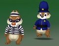 Police Chip (right) and Prisoner Dale on Halloween