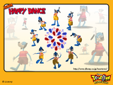 A desktop wallpaper image showing the Happy Dance (also known as the victory dance) that was downloadable from Toontown Online's Japanese website around 2005. This image came in three sizes (640x480, 800x600, and 1024x768), with this one being the 1024x768 version.