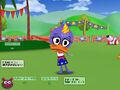 A screenshot of a purple duck Toon from the Japanese version of Toontown.