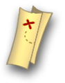 Closed map icon. Placed above the shticker book. The map opens up when you have your mouse over it.