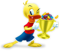 An illustration of a yellow duck that would commonly appear on the main USA Toontown website. This particular image was used in multiple areas, but was mainly used for the Top Toons page.