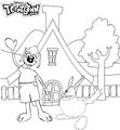 A French Toontown coloring page with a Doodle.