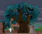 Spooky tree in Toontown Central.
