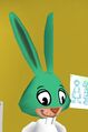 Wide rabbit head with long ears