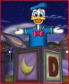 The toy jack-in-the-box with Donald popping out in Donald's Dreamland