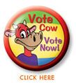 The Cow Toon's button that was used for voting cow on the Toontown Times website during the elections.