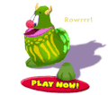An image of Fluffy the Doodle on a "Play Now!" button. This image is from The Toontown Times online newsletter.