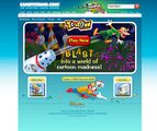 Toontown brand art being used on a website to advertise Toontown Online.