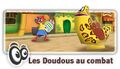 A Toontown French thumbnail representing an update that involved Doodles being allowed in combat.