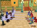 A wallpaper from the main Toontown website that features a Cog battle with a full set of four Toons and four Cogs.