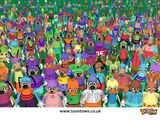 A desktop wallpaper image of a large crowd of Toons from a 2005 Toontown UK CD-ROM. The exact same image is used in the updated installer video from around 2004-2005.