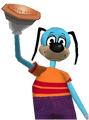 A picture of Flippy holding up a pie. (A sprite from a Toontown Flash game.)