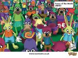 A desktop wallpaper image of a group of Toons from a 2005 Toontown UK CD-ROM.