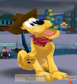 Pluto dresses as a cowboy. He also speaks during Halloween.