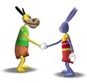 Two toons shaking hands. (From Toontown's French website)